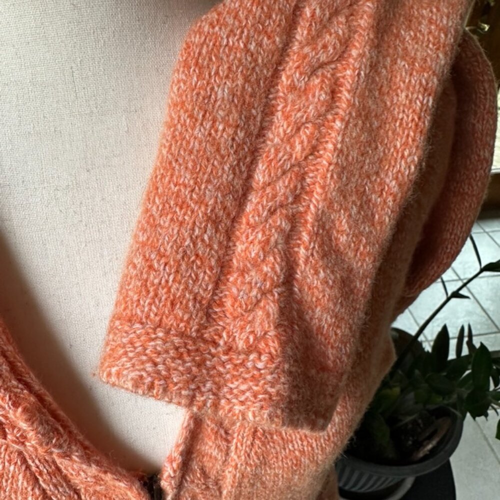 Sleeping On Snow, Anthropologie, Zip Hoodie Sweater, Orange, Crochet Pockets, XL - Picture 5 of 13